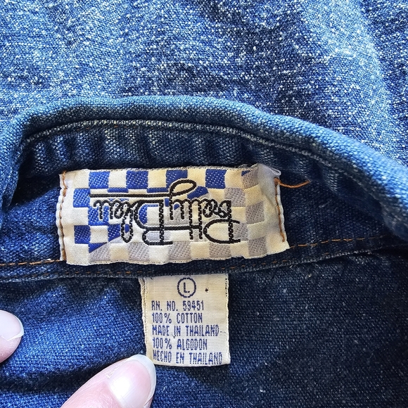 Pretty Bleu 1990s Vintage Womens Cottage Shirt Medium Acid Wash Denim - Picture 2 of 14